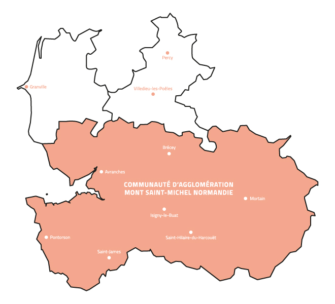 carte géographique d'intervention du Réseau Initiative Baie du Mont Saint-Michel